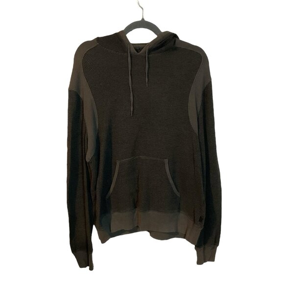 John Varvatos Men's Size M Green Thermal Hoodie Sweater Pullover Top v-neck warm - Picture 1 of 11